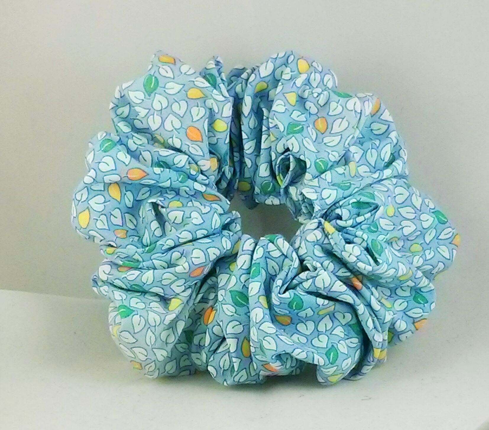 Light Blue Print Hair Scrunchy - Jumbo