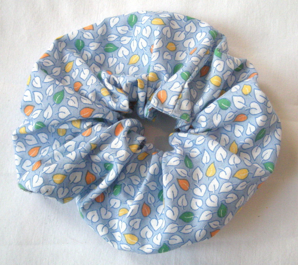 Light Blue Print Hair Scrunchy - Large