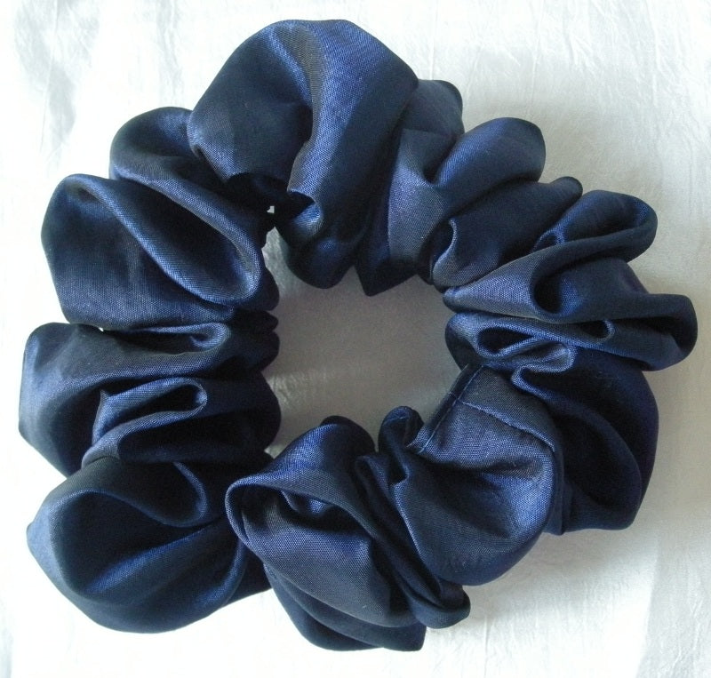 Blue Taffeta Hair Scrunchy - Full