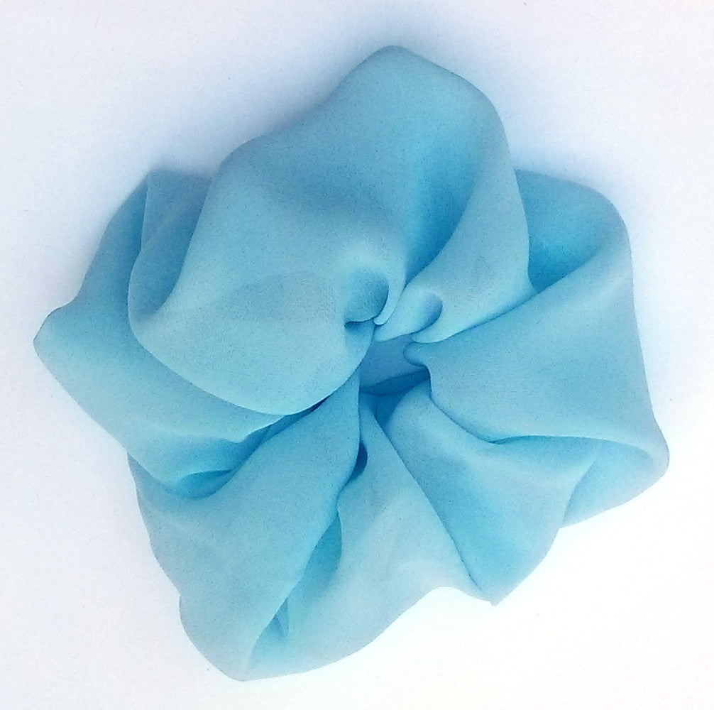 Baby Blue Chiffon Hair Scrunchy - Large
