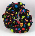Bright Bubbles on Black Cotton Scrunchy - Regular
