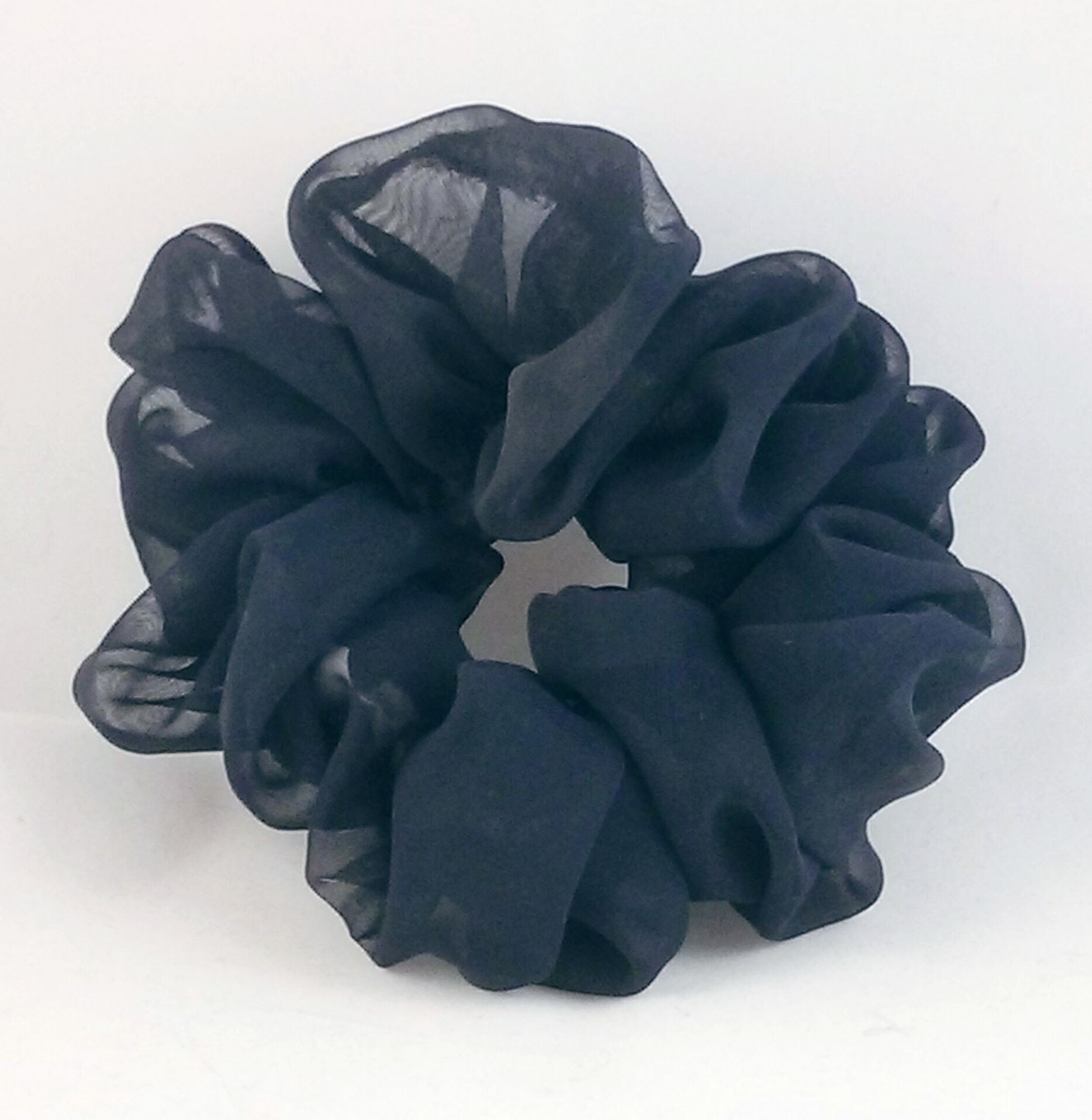 Navy Blue Chiffon Hair Scrunchie - Full
