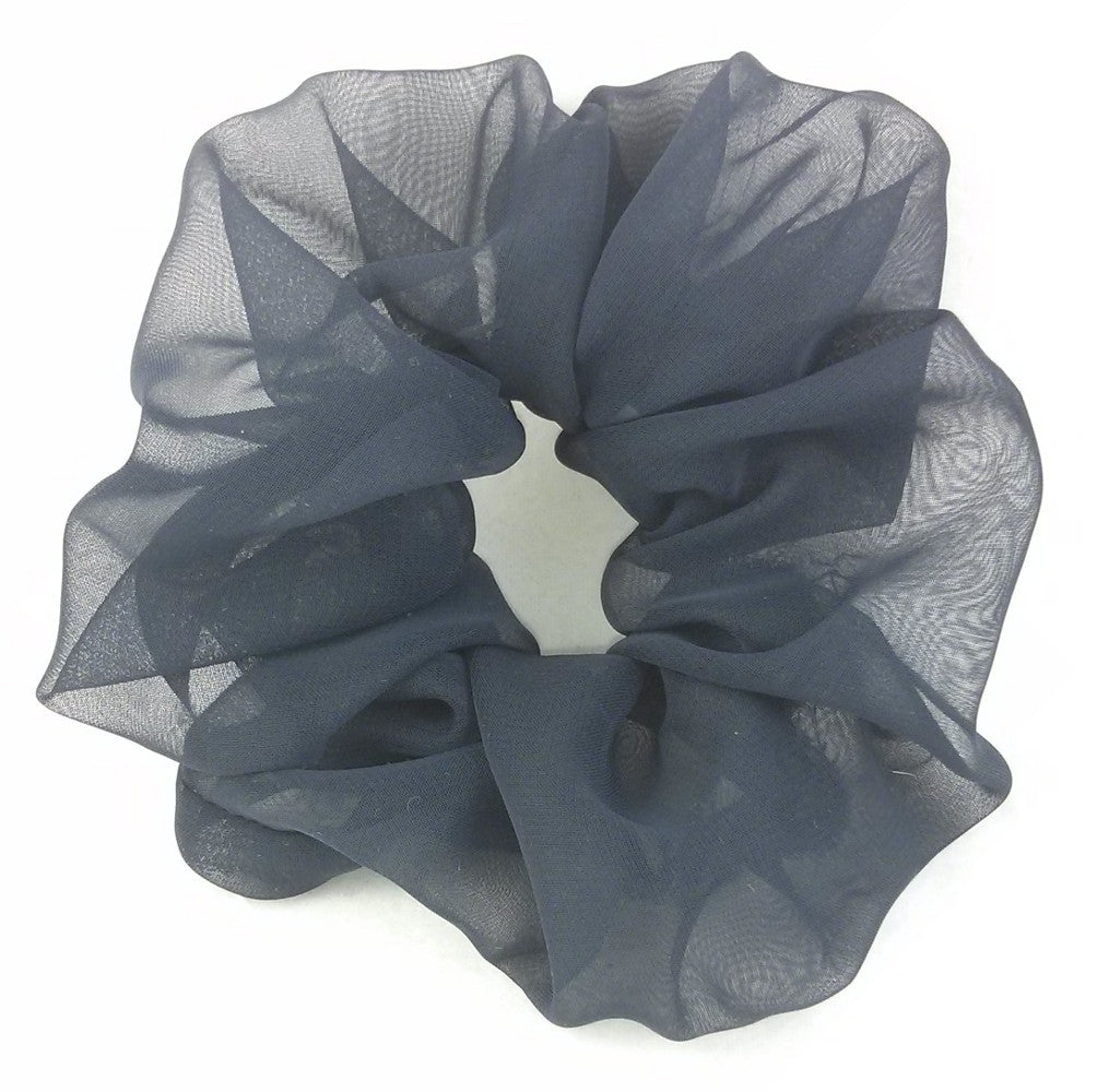 Navy Blue Chiffon Hair Scrunchie - Regular