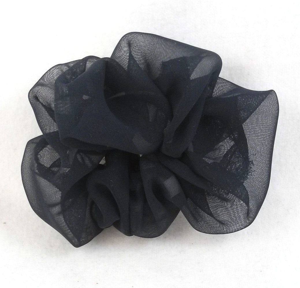 Navy Blue Chiffon Hair Scrunchie - Small