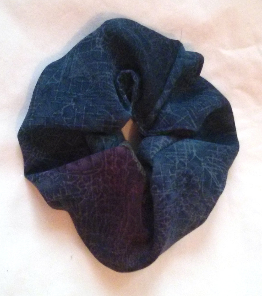 Blue Floral Georgette Hair Scrunchies - Large