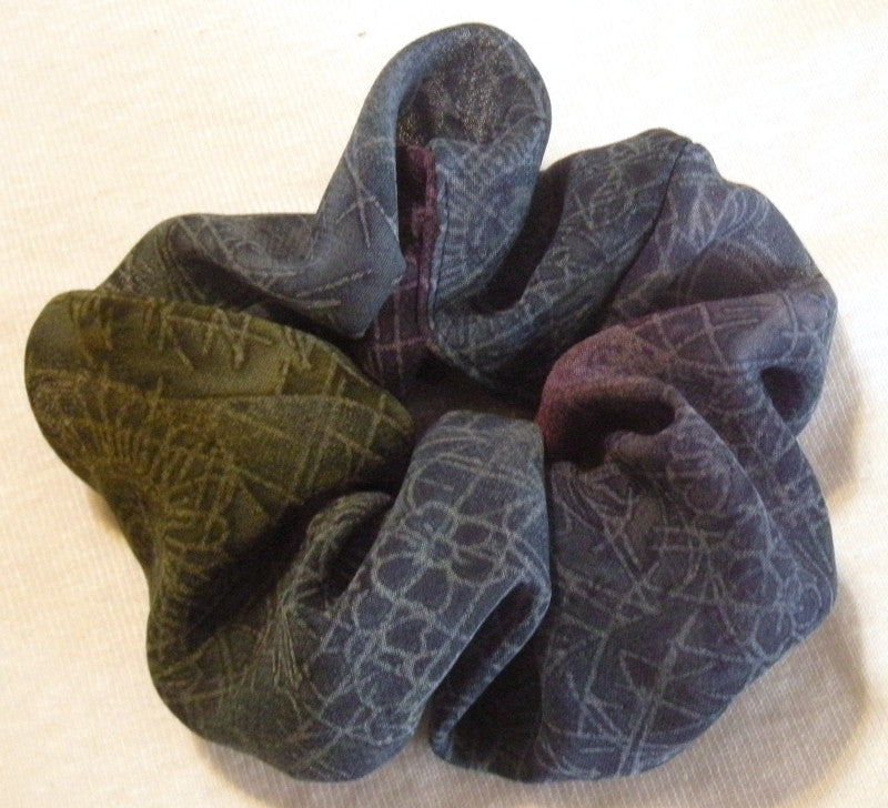 Blue Floral Georgette Hair Scrunchies - Regular