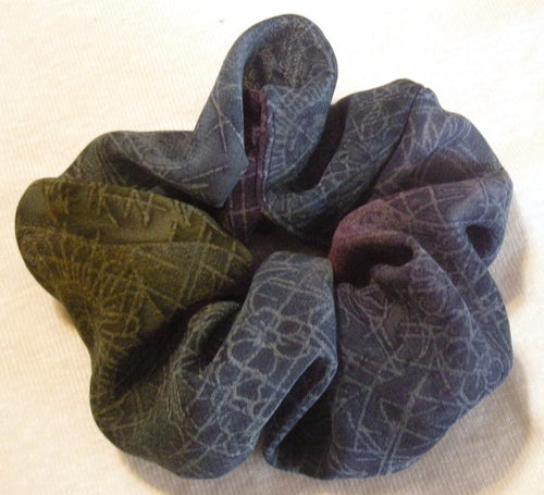 Blue Floral Georgette Hair Scrunchies - Regular