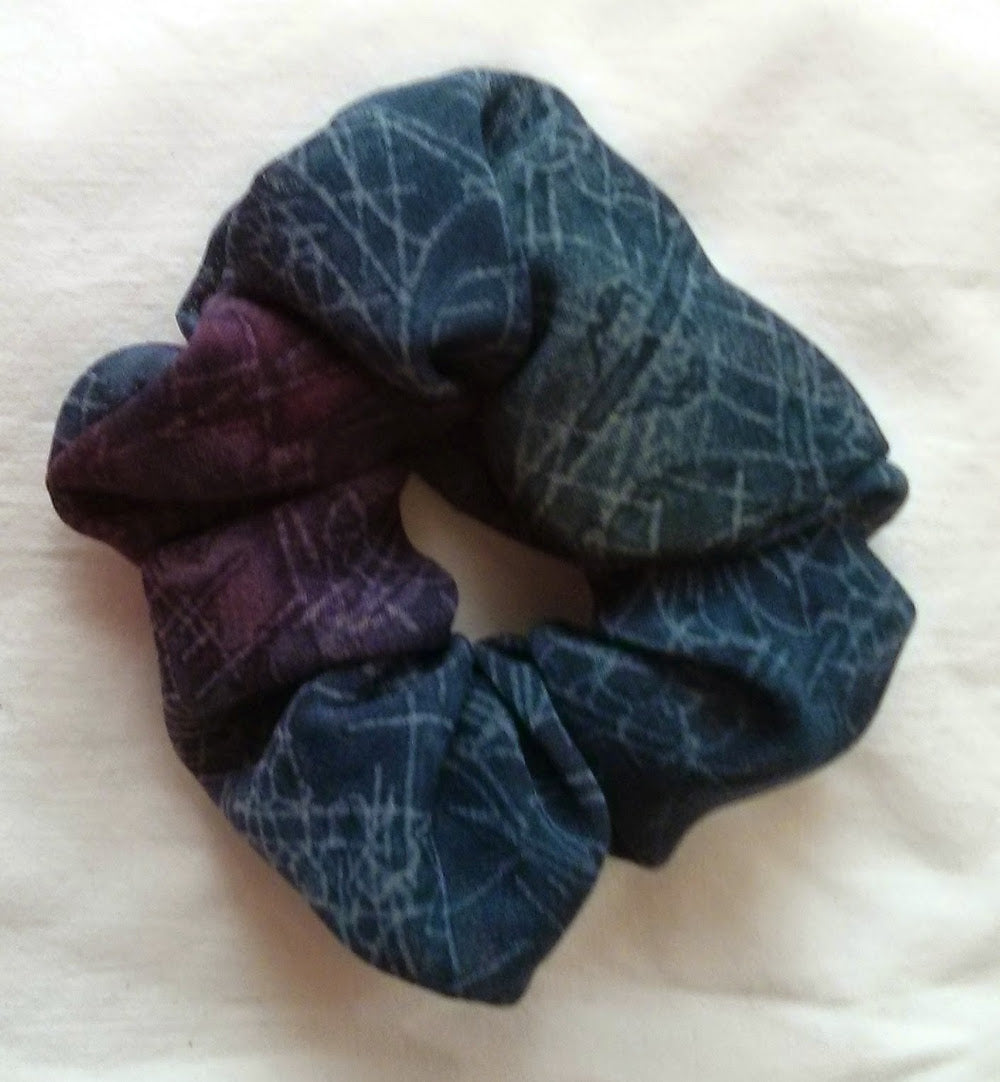 Blue Floral Georgette Hair Scrunchies - Small