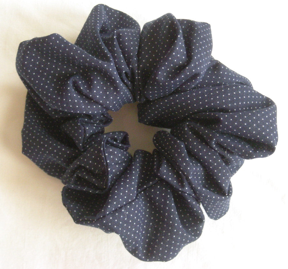 Blue and White Polka Dot Hair Scrunchy - Jumbo