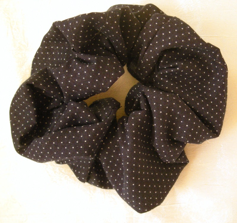 Blue and White Polka Dot Hair Scrunchy - Regular