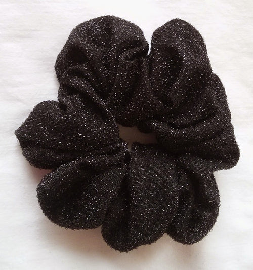 Black Glittery Stretch Ponytail Holder - Small