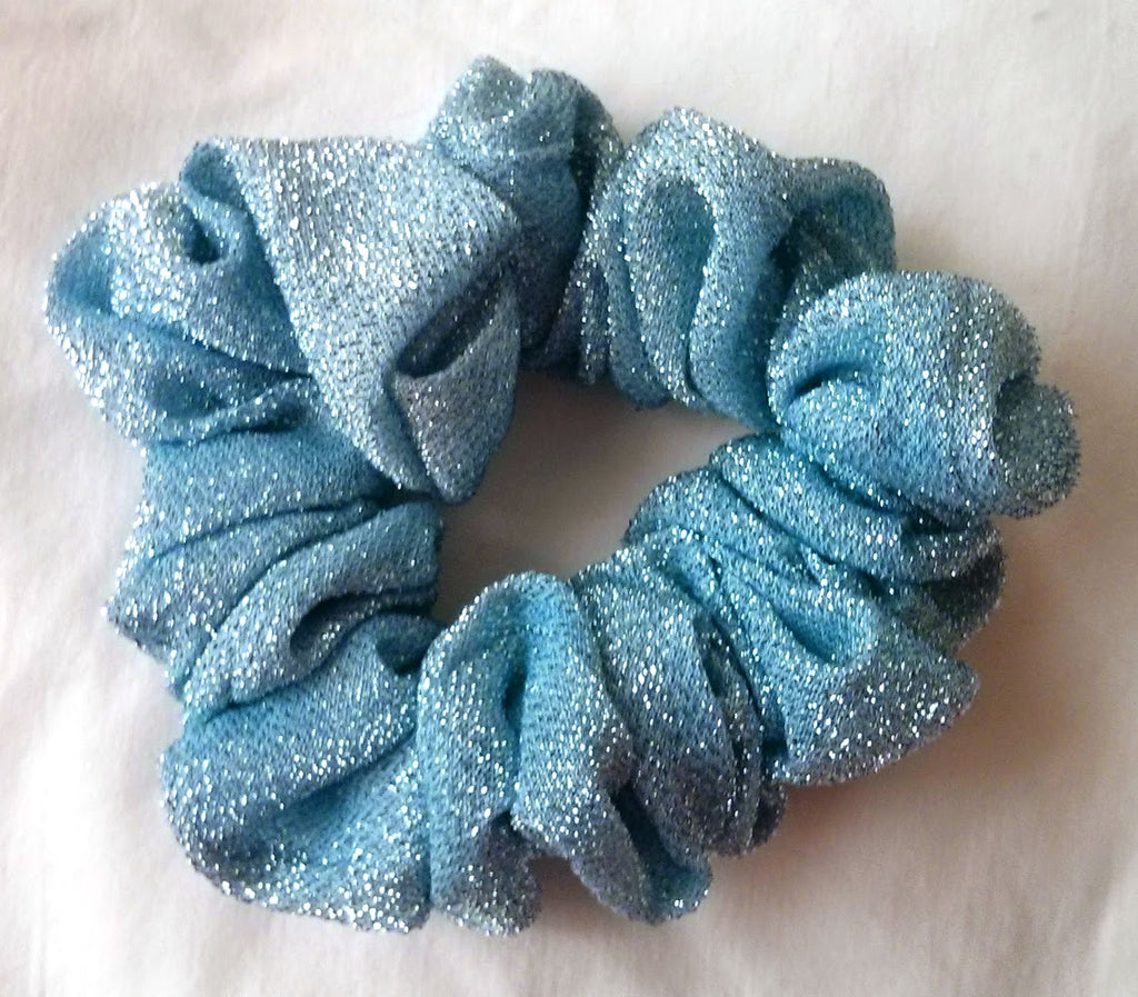 Sky Blue Sparkly Hair Scrunchie - Full
