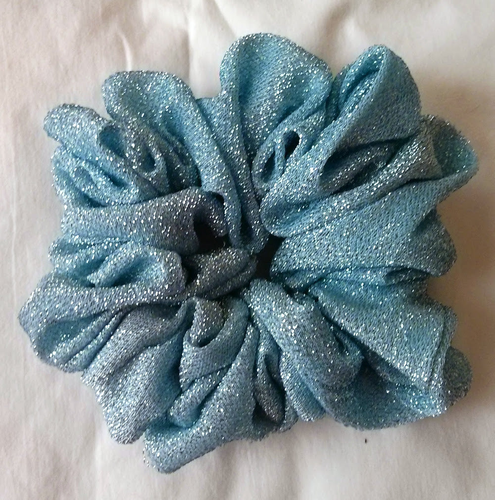 Sky Blue Sparkly Hair Scrunchie - Jumbo