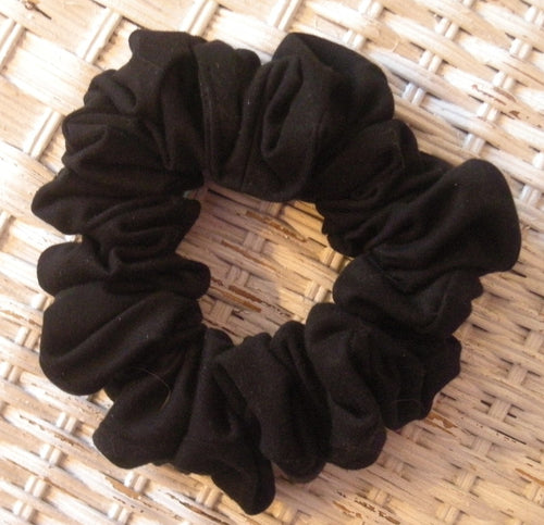 Black Cotton Jersey Hair Scrunchy - Full
