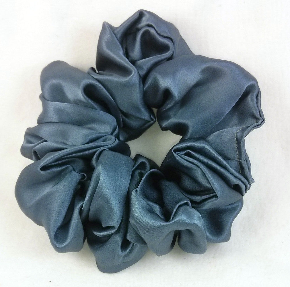 Charcoal Gray Silk Charmeuse Scrunchy - Full