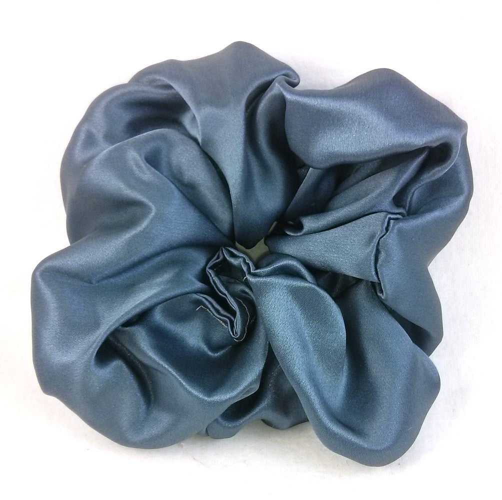 Charcoal Gray Silk Charmeuse Scrunchy - Large