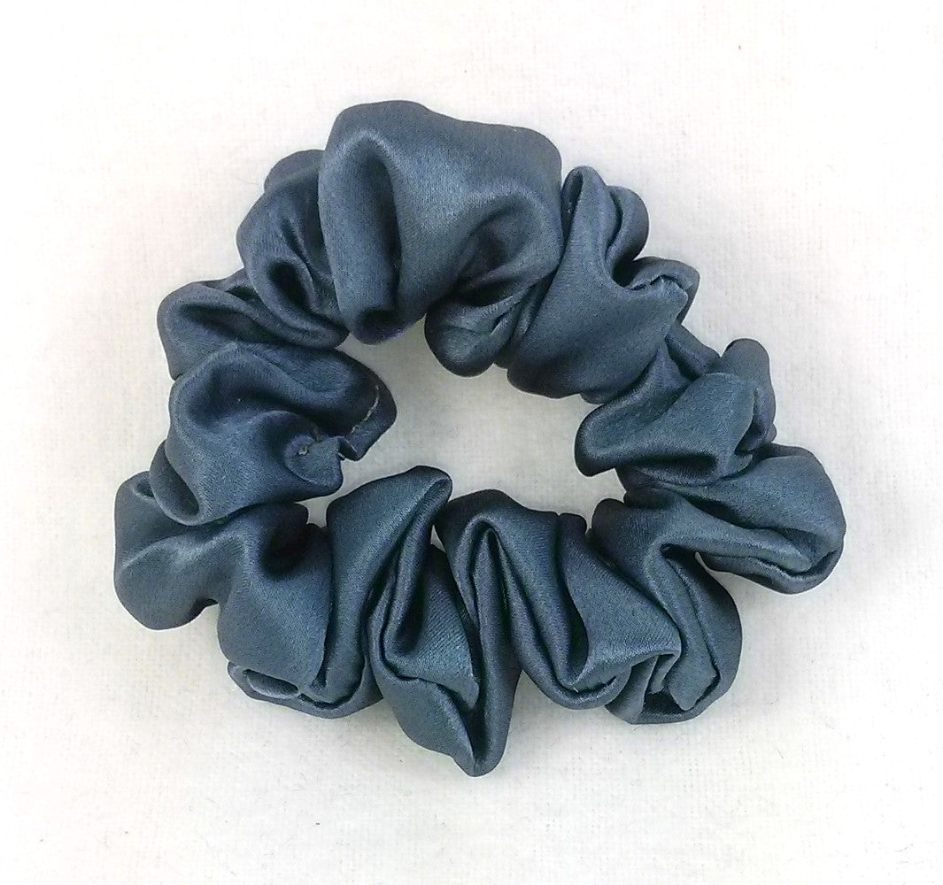 Charcoal Gray Silk Charmeuse Scrunchy - Skinny