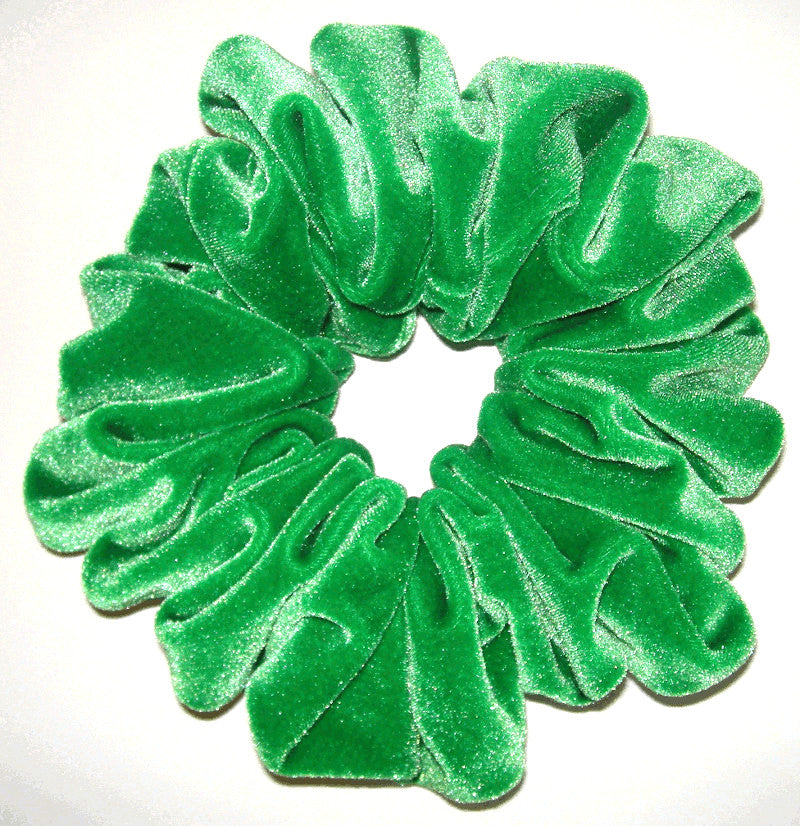 Kelly Green Velvet Hair Scrunchy - Jumbo