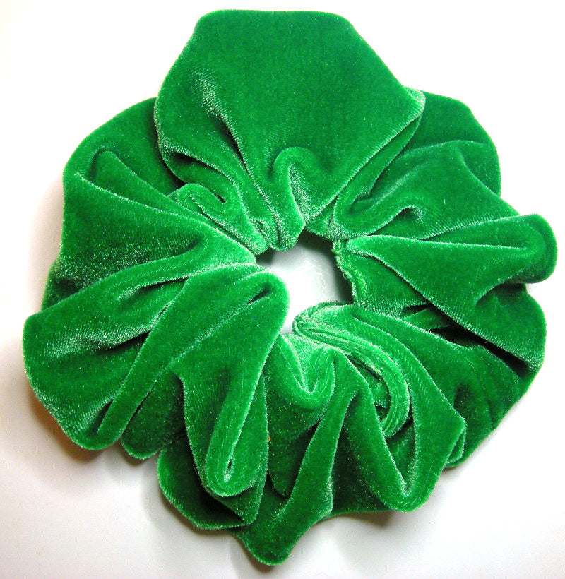 Kelly Green Velvet Hair Scrunchy - Large