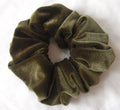 Olive Green Velvet Hair Scrunchy - Regular