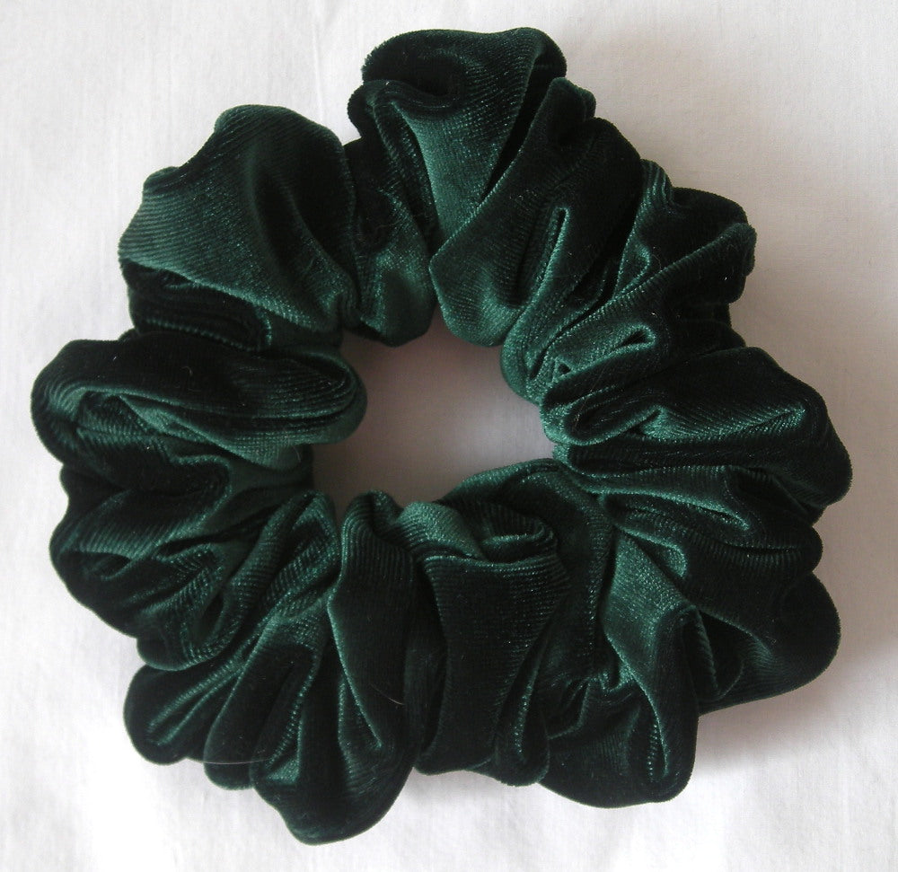 Hunter Green Velvet Hair Scrunchy - Full