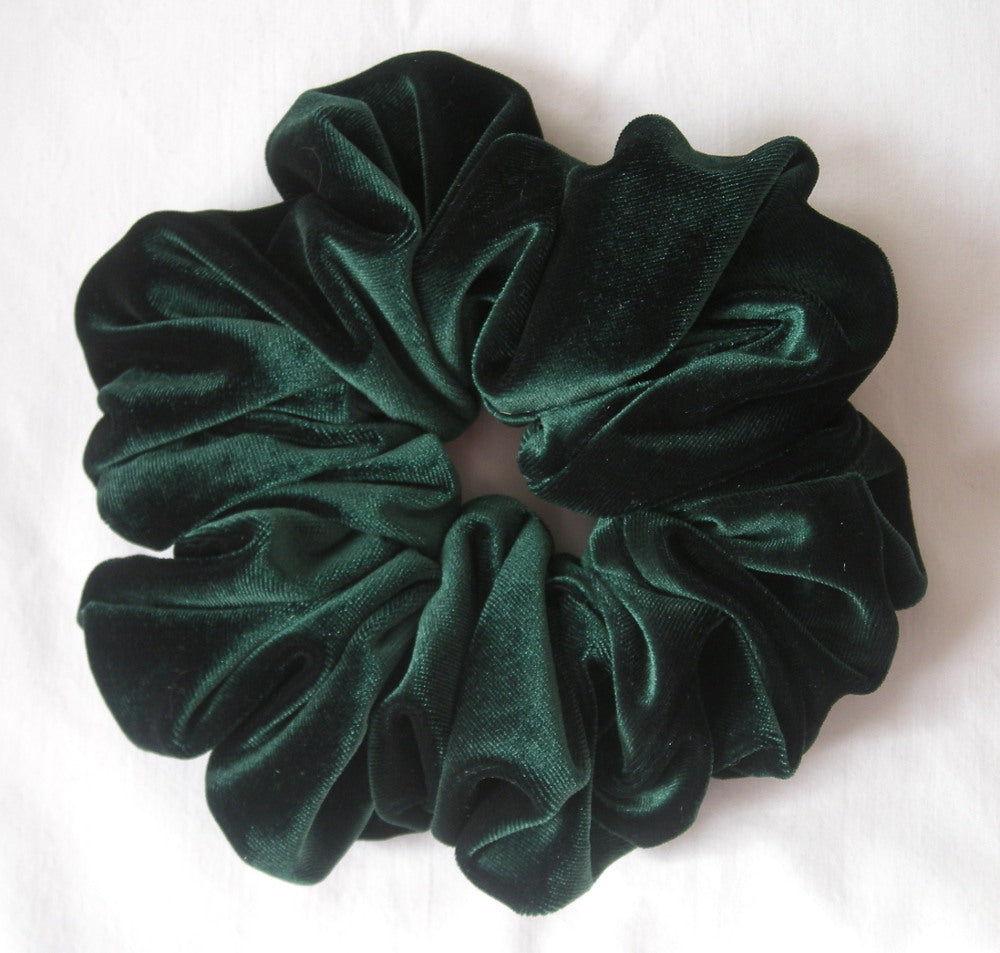 Hunter Green Velvet Hair Scrunchy - Jumbo