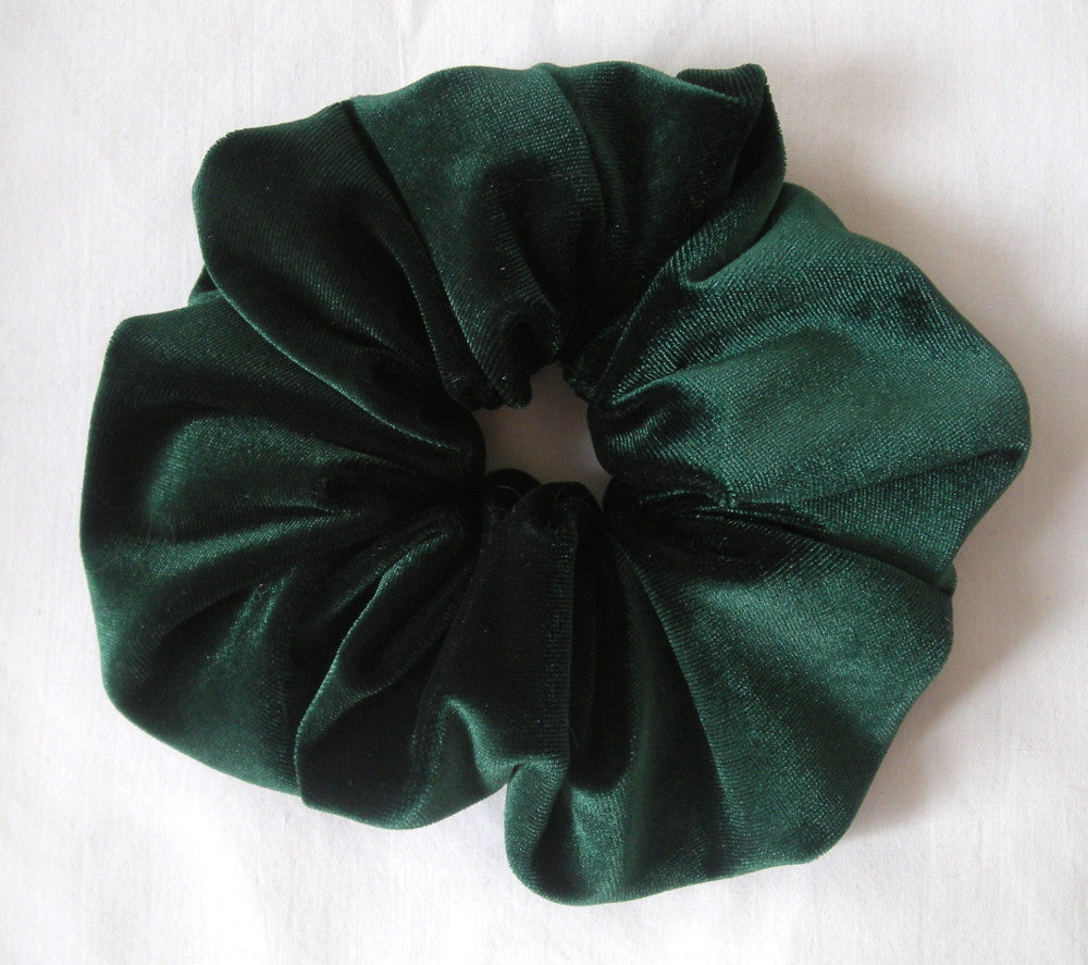 Hunter Green Velvet Hair Scrunchy - Large