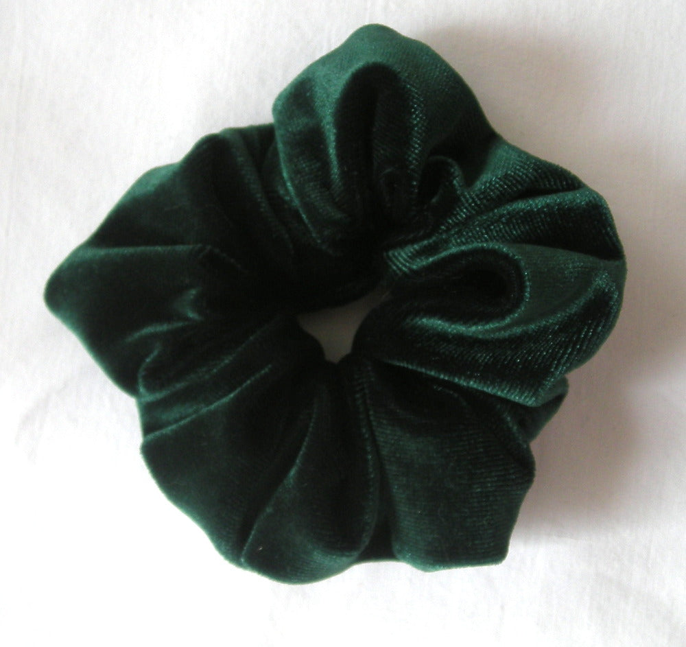 Hunter Green Velvet Hair Scrunchy - Small