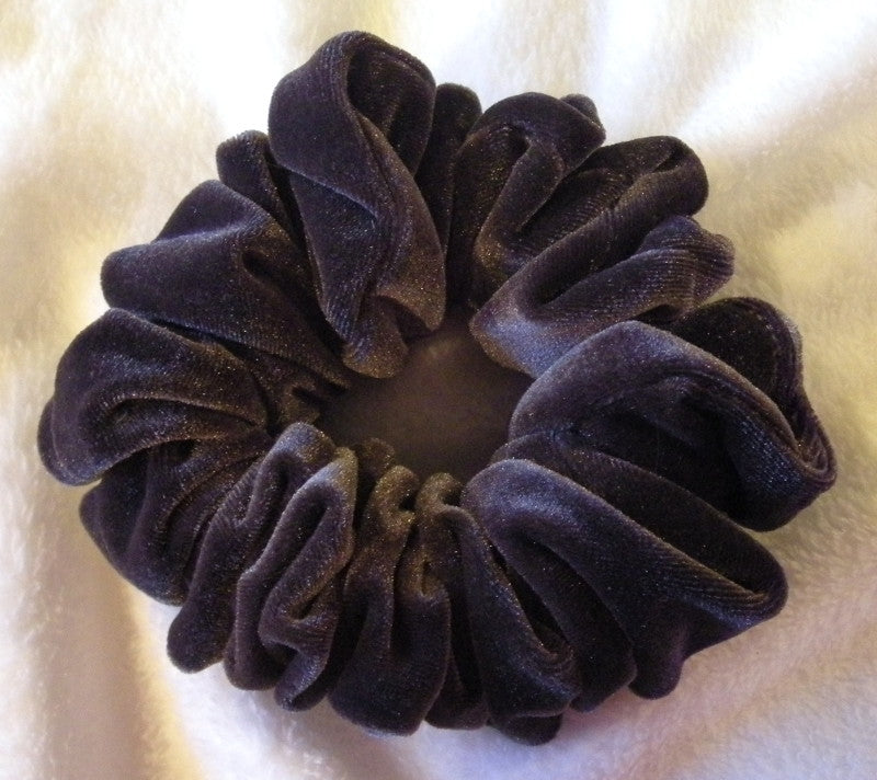Charcoal Velvet Hair Scrunchies - Full