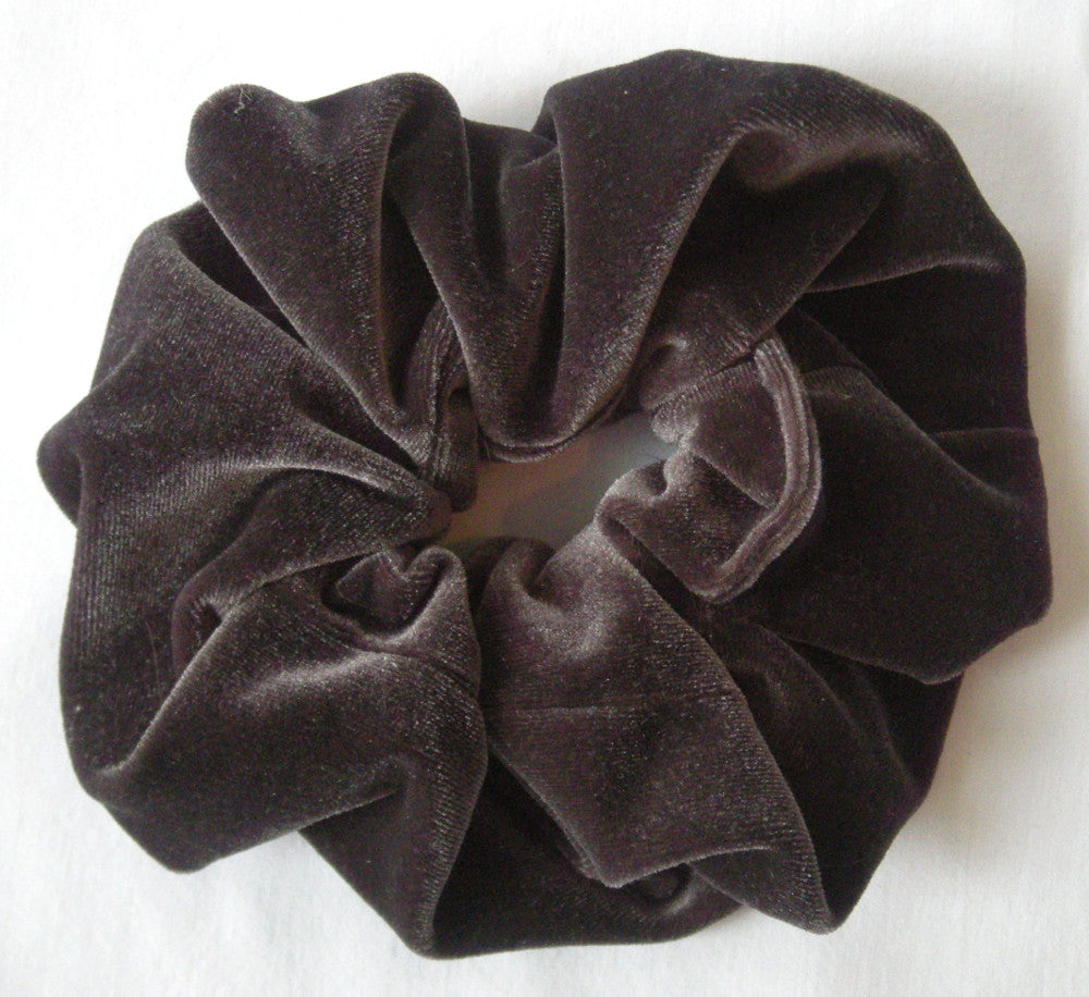 Charcoal Velvet Hair Scrunchies - Large