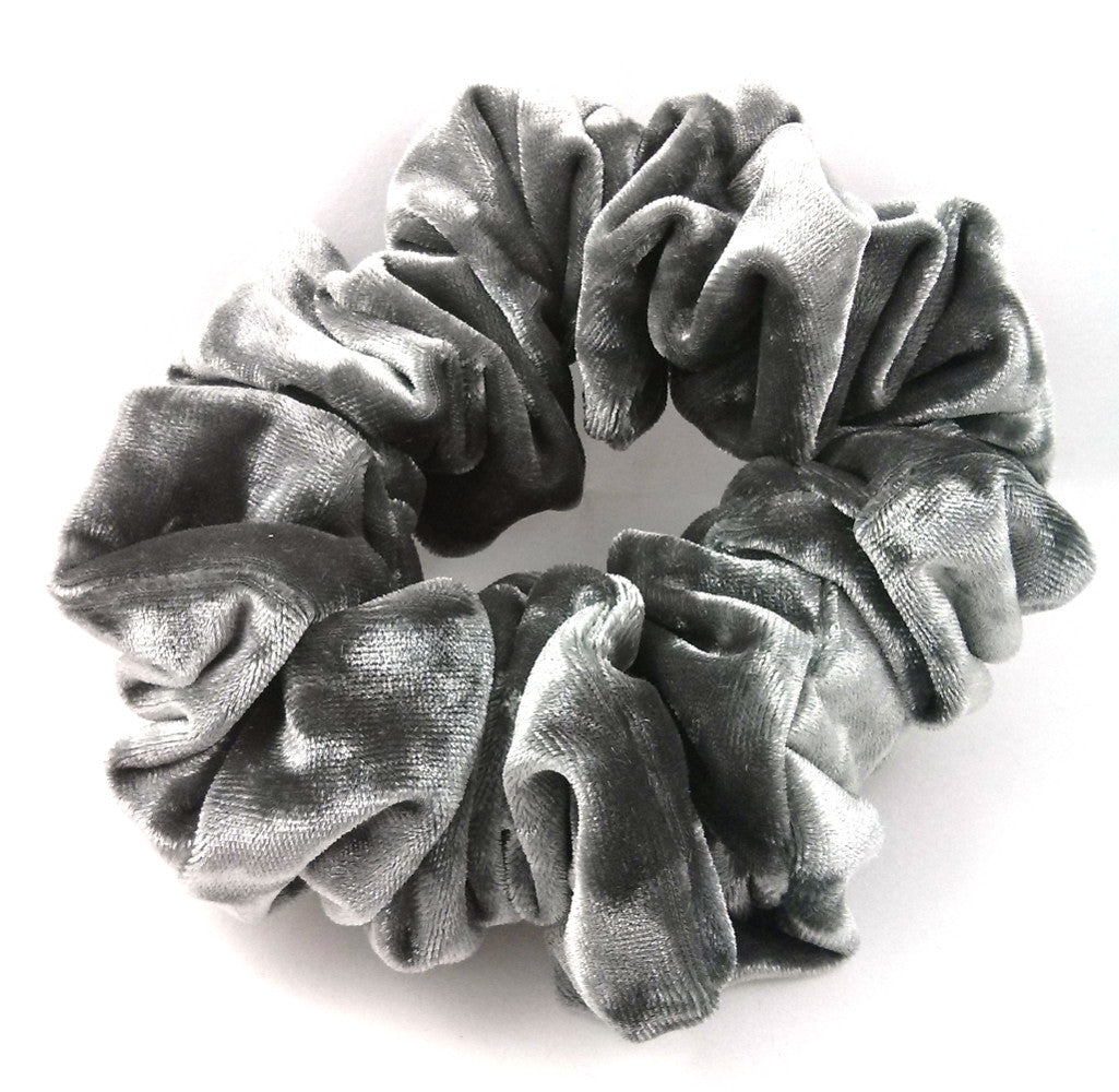 Charcoal  Crushed Velvet Hair Scrunchies - Full