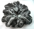 Charcoal  Crushed Velvet Hair Scrunchies - Jumbo