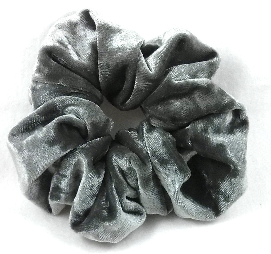 Charcoal  Crushed Velvet Hair Scrunchies - Regular