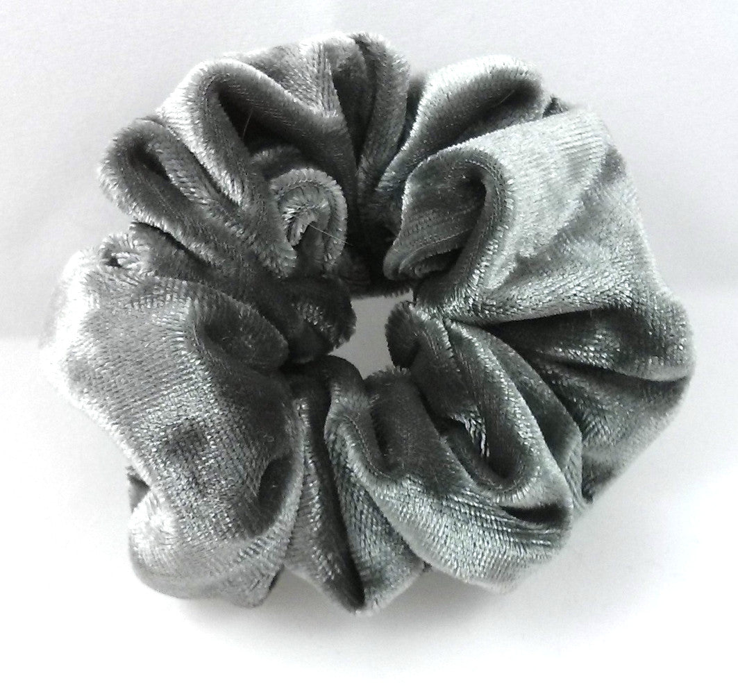 Charcoal  Crushed Velvet Hair Scrunchies - Small