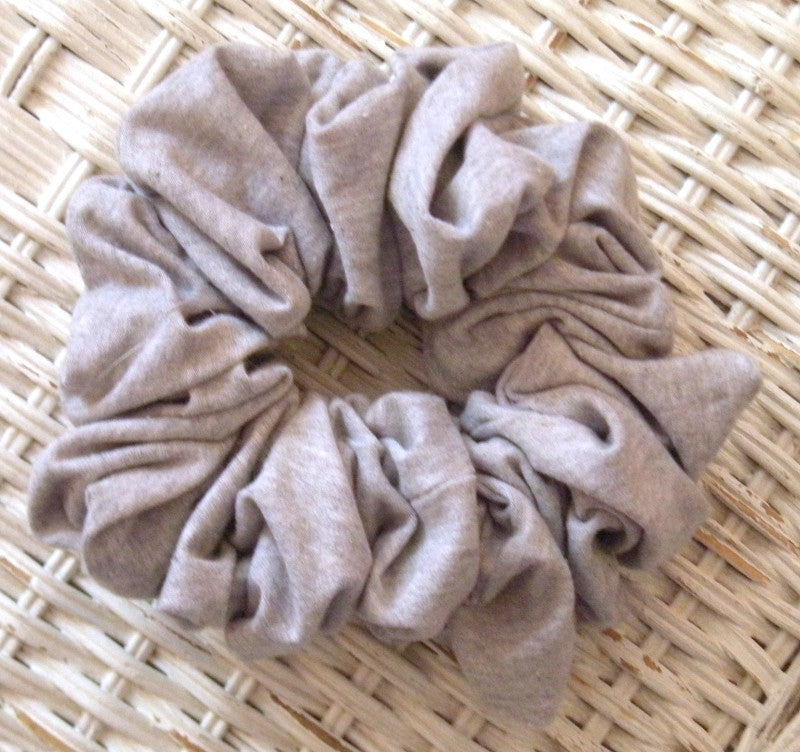 Heather Gray Cotton Jersey Hair Scrunchy - Jumbo