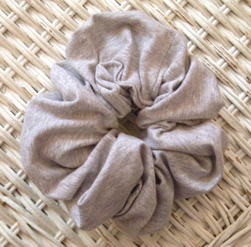 Heather Gray Cotton Jersey Hair Scrunchy - Large