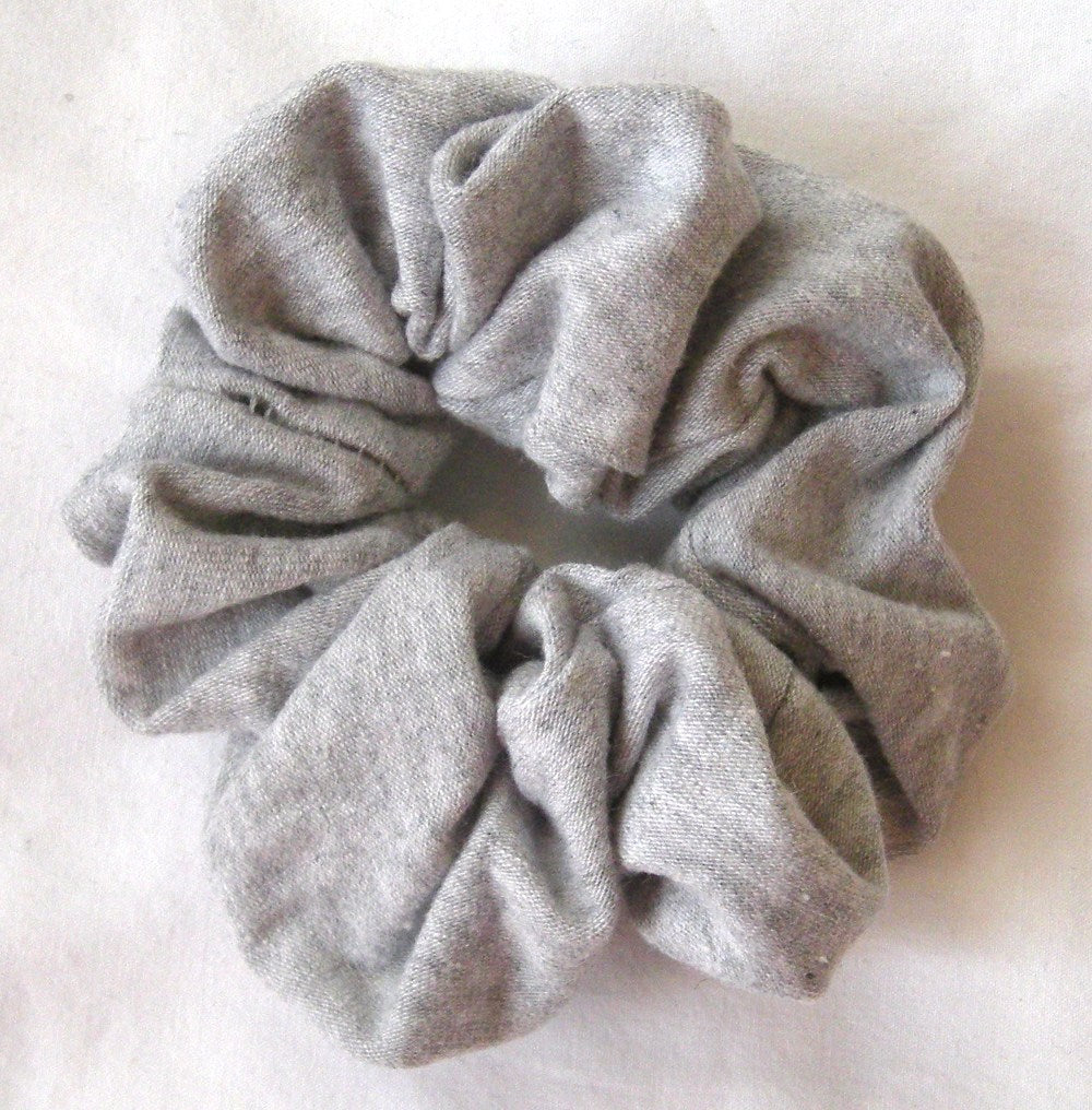 Heather Gray Cotton Jersey Hair Scrunchy - Small