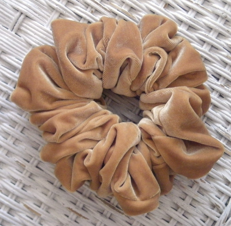 Gold Velvet Hair Scrunchies - Jumbo