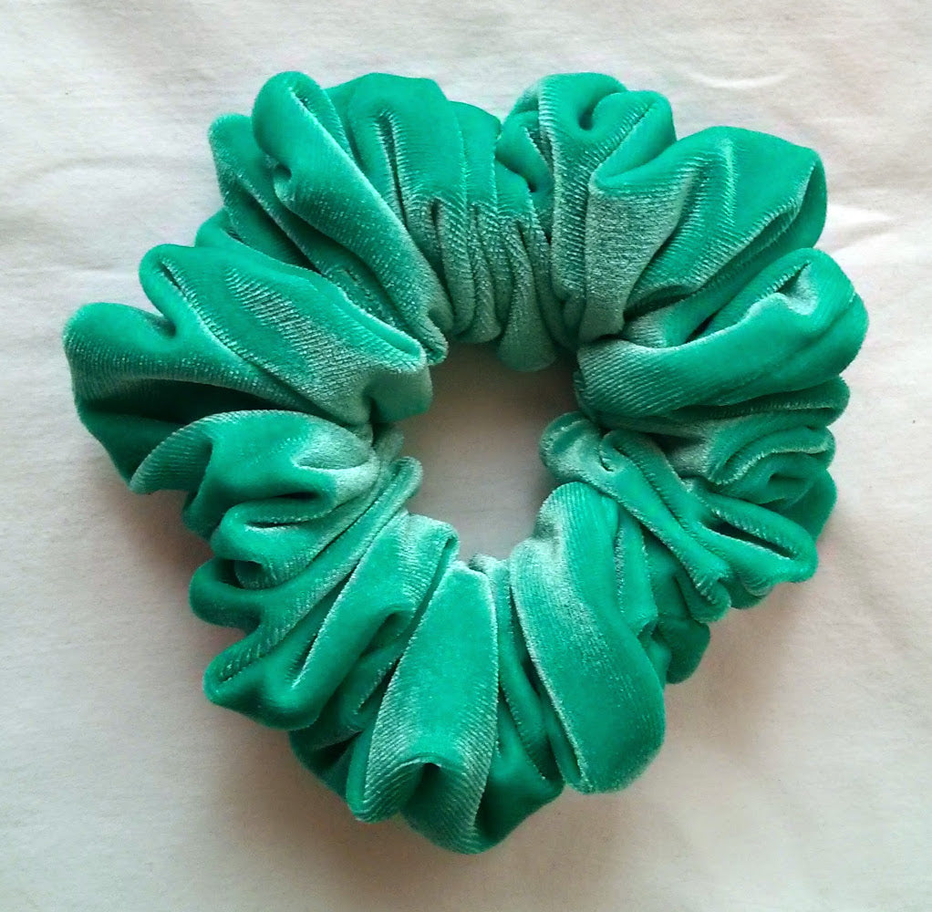 Seafoam- Light Green Velvet Hair Scrunchy - Full