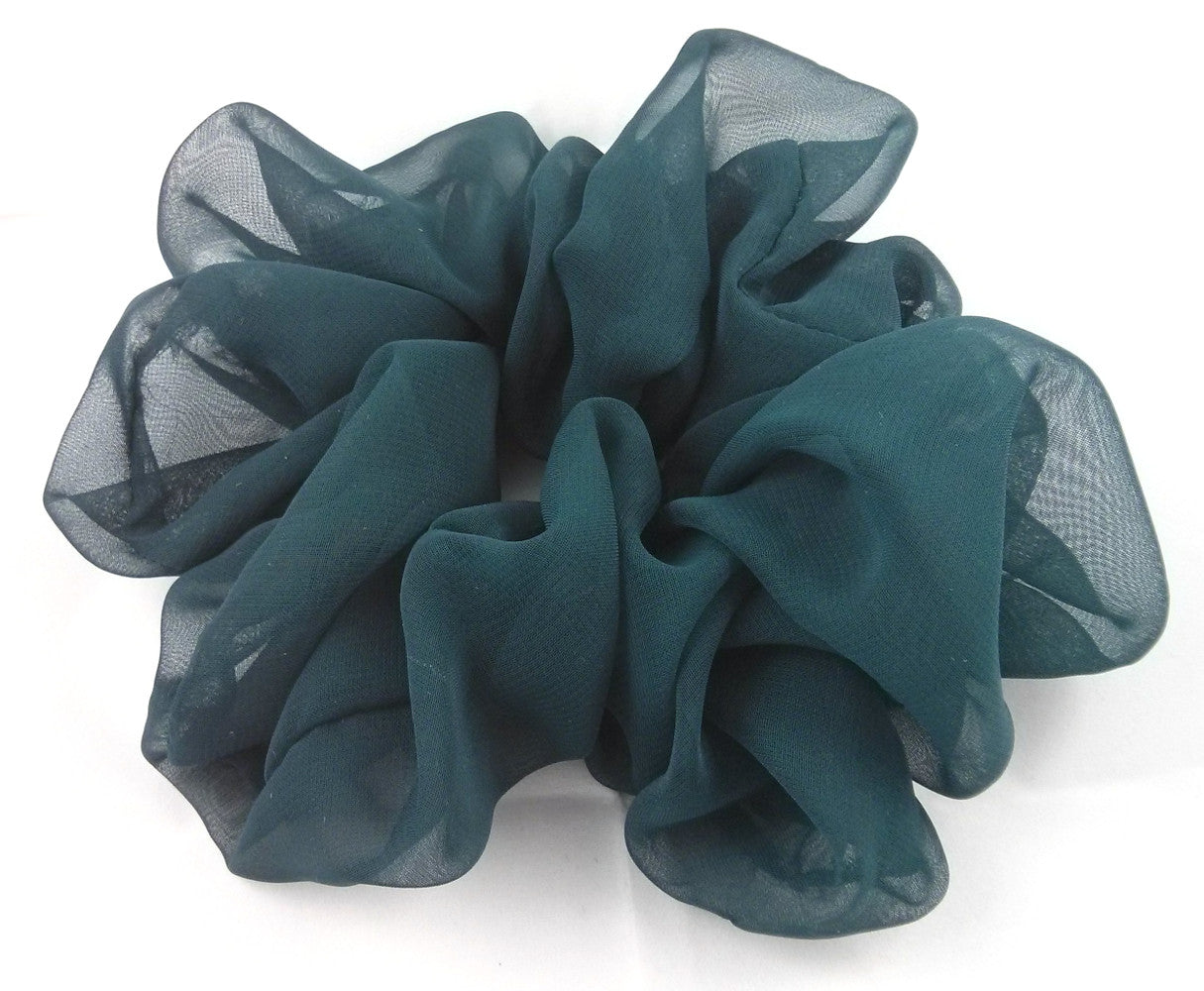 Hunter Green Chiffon Hair Scrunchy - Jumbo