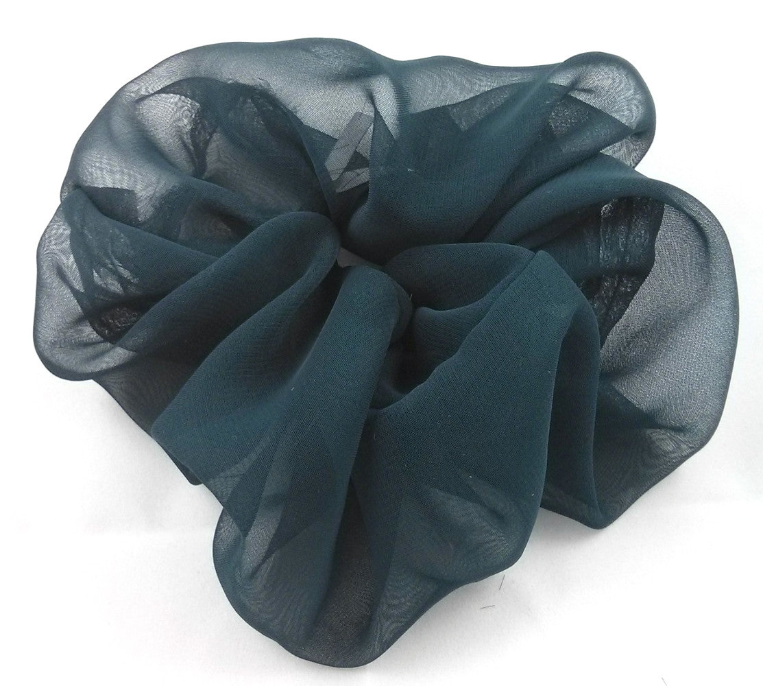 Hunter Green Chiffon Hair Scrunchy - Large