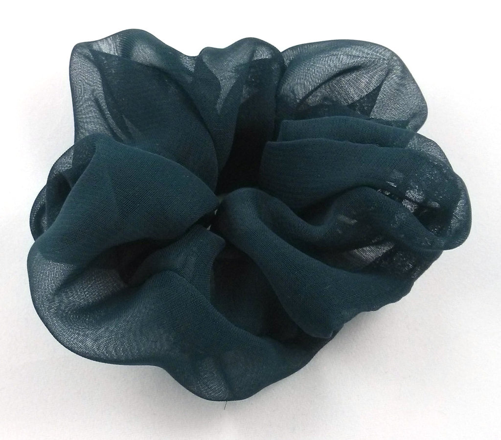 Hunter Green Chiffon Hair Scrunchy - Small