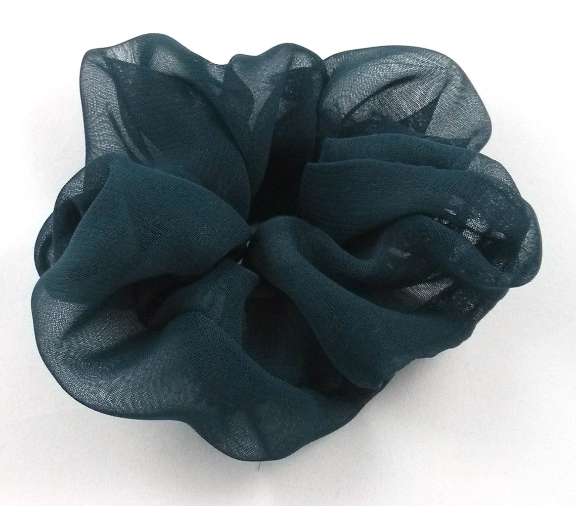 Hunter Green Chiffon Hair Scrunchy - Small