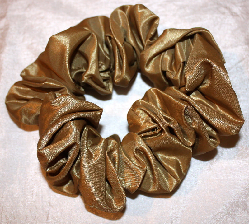 Dark Gold Taffeta Hair Scrunchy - Full