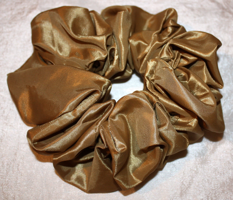 Dark Gold Taffeta Hair Scrunchy - Jumbo
