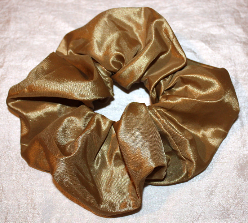 Dark Gold Taffeta Hair Scrunchy - Large