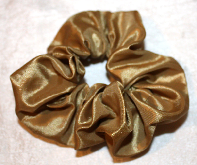 Dark Gold Taffeta Hair Scrunchy - Small