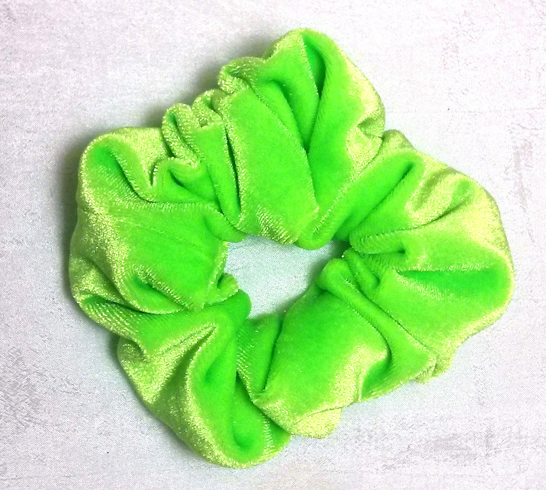 Lime Green Stretch Velvet Hair Scrunchy - Small