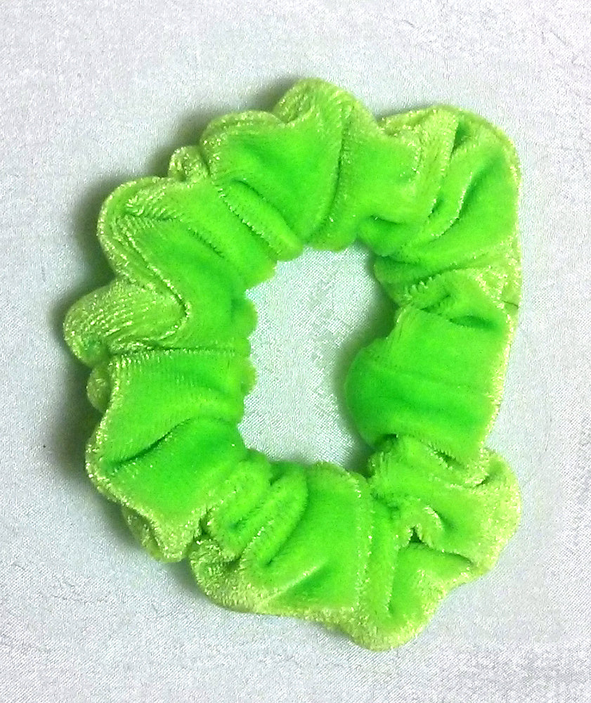 Lime Green Stretch Velvet Hair Scrunchy - Twiggy Scrunchies
