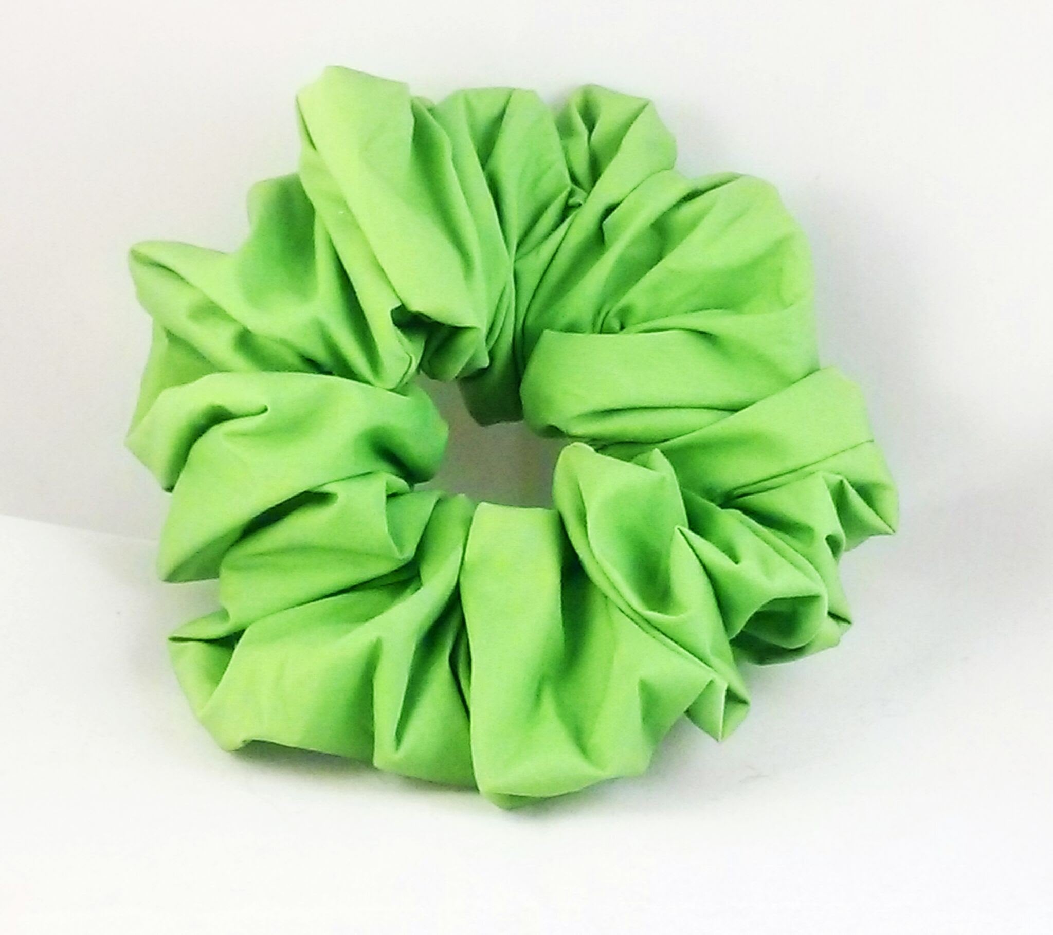 Solid Green Cotton Hair Scrunchy - Jumbo